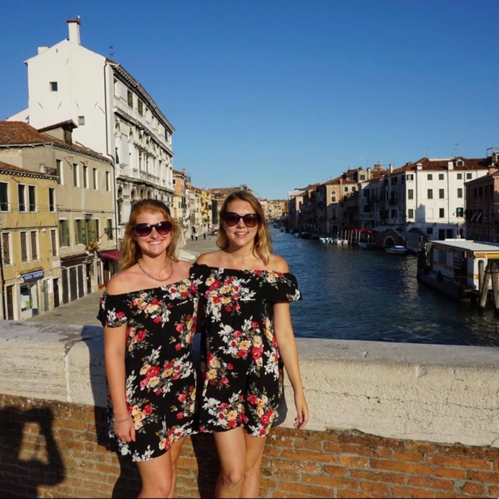 Black floral dress from Venice, Italy